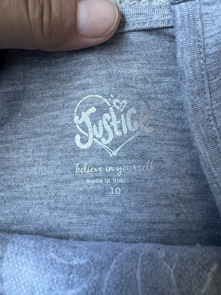 Justice Girls Tank Top Size 10 Sleeveless Gray Zebra Embroidered Sequins - Image 2 of 4