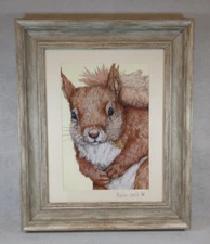 Kevin Wood SQUIRREL Print ~ Signed ~ Framed ~ Length 47cm x Width 39cm