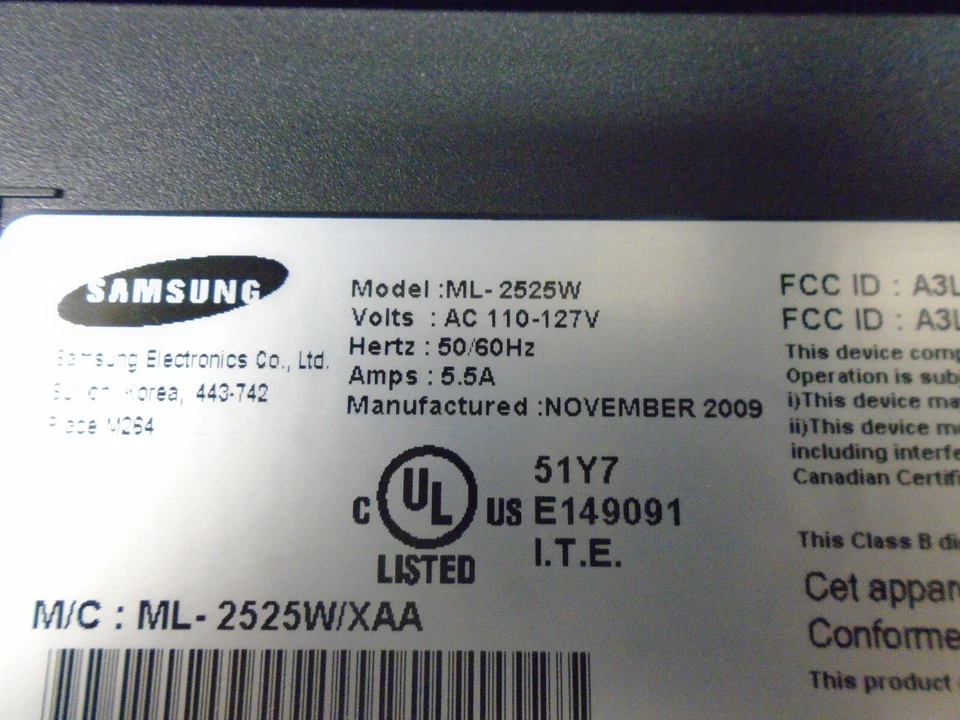 Samsung Black Workgroup Laser Printer ML-2525W - Image 4 of 4