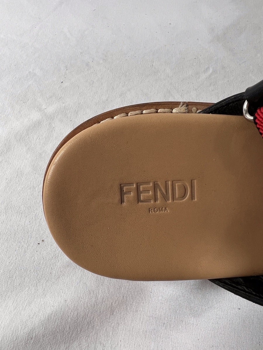 FENDI Black Leather Slingback Men\'s Loafer Sandals Made in Italy Marked as 7 8US FENDI Black Leather Slingback Men main image 4