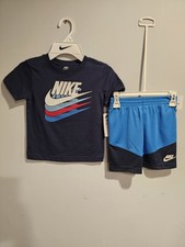 New Boys Nike Navy Shirt And Short Set. Size 4.