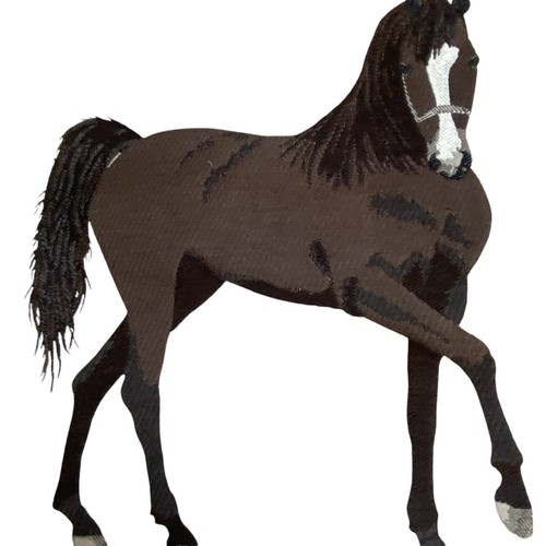 square by design Horse Woven Fabric Panel Embroidered Tapestry. Brand New. Tan - Bild 3 von 6