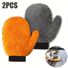 Autowaschhandschuhe 2.STK Mikrofaser-Ultraweich Auto Pflege Handschuh Innen-Au&szlig;e