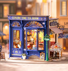 Rolife Leisure Time Tea Room Dollhouse DIY Miniature House LED Kid Toy Xmas Gift