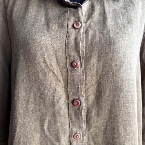 Metta Melbourne Dress Size 3 Linen Olive Green Midi Button Up Designer - Picture 4 of 12