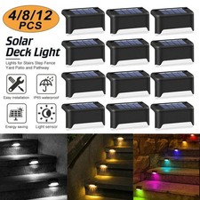 4-12 PCS Solar LED Deck Lights Path Garden Patio Pathway Stairs Step Fence Lamp