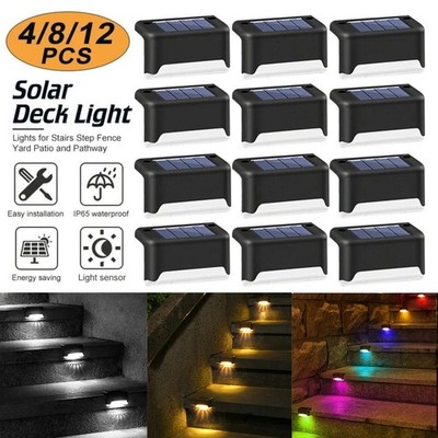 4-12Pack Solar Deck Lights Outdoor Stairs Step Fence Balcony Yard Pathway Decor