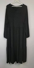 M&S Glitter Thread Tiered Maxi Dress Size 22 Long Black Silver Sparkle Jersey