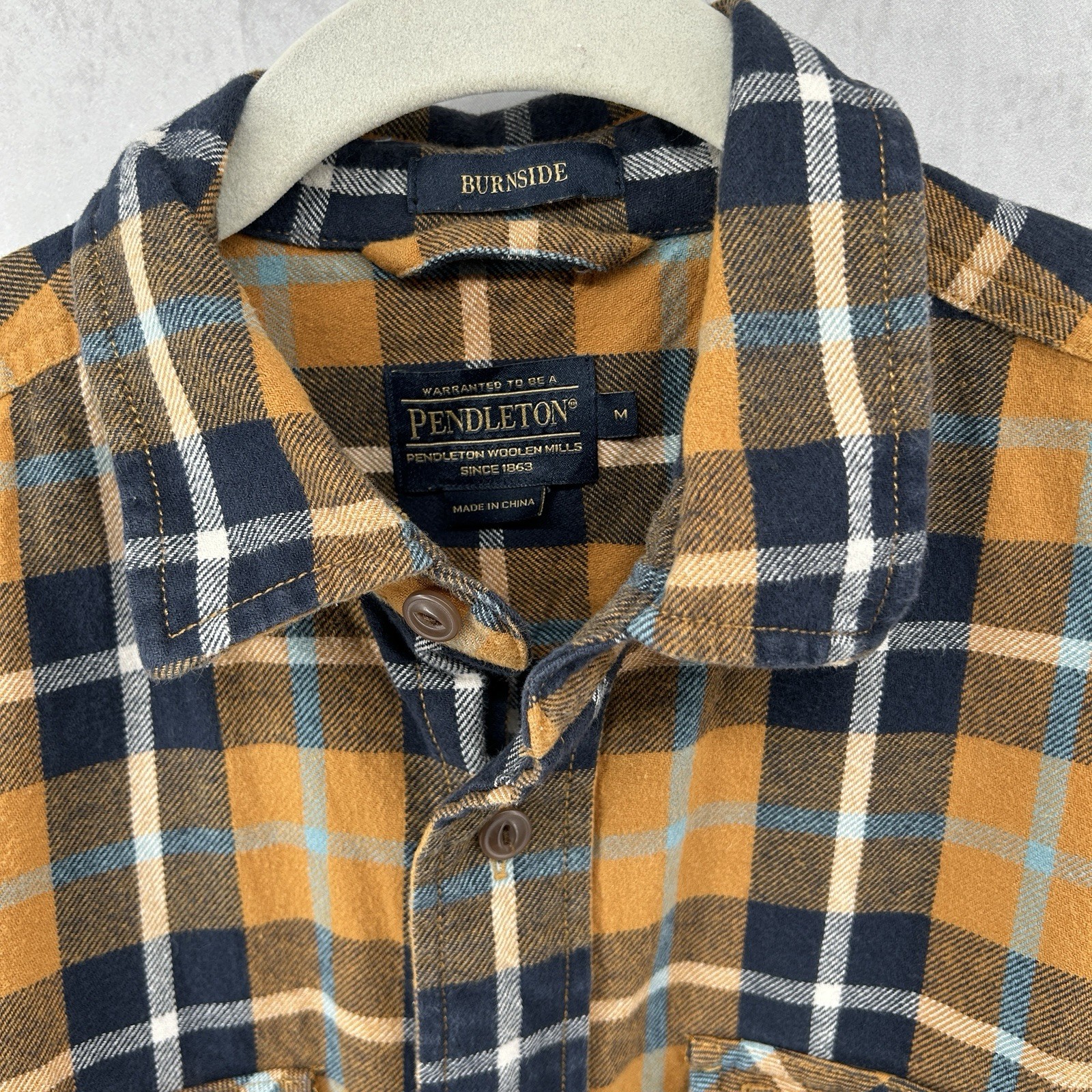 Pendleton Burnside Flannel Shirt Sz M Yellow Blac… - image 4
