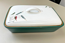 Denby Greenwheat, Vintage Oblong Covered Vegetable Serving Dish - 11" x 8"