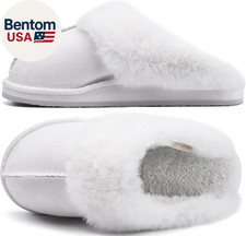 Womens Fluff Dual Memory Foam Slippers Ladies Cozy Arch Support Warm Scuff Slipp