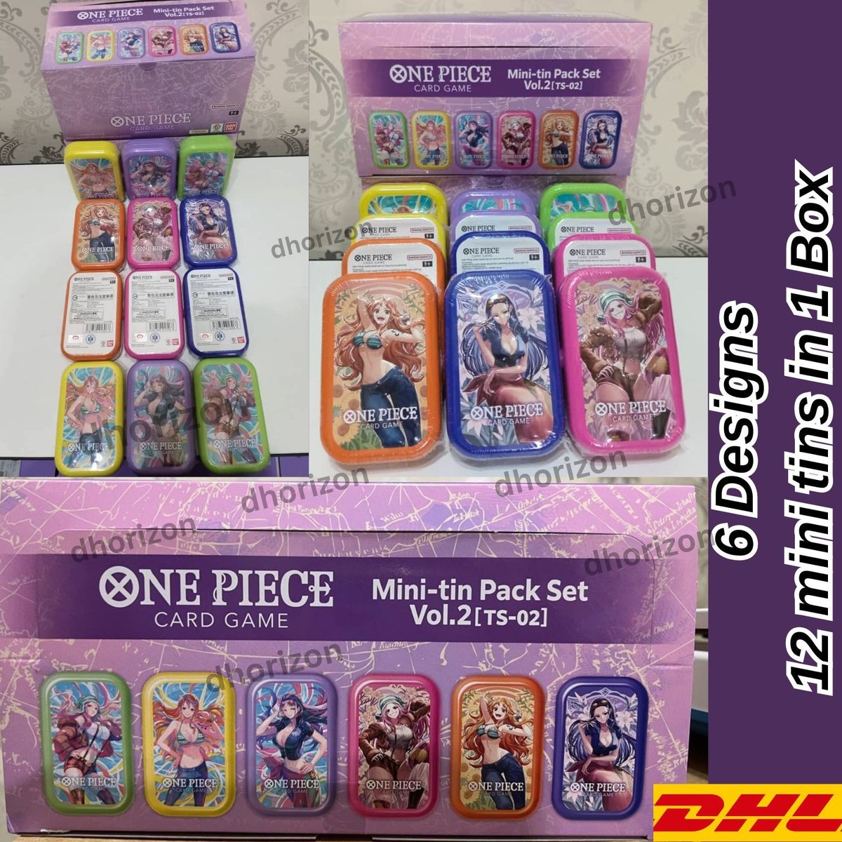 ONE PIECE CARD GAME Vol.2 Japanese Asian 12 Mini-Tins (6 Designs