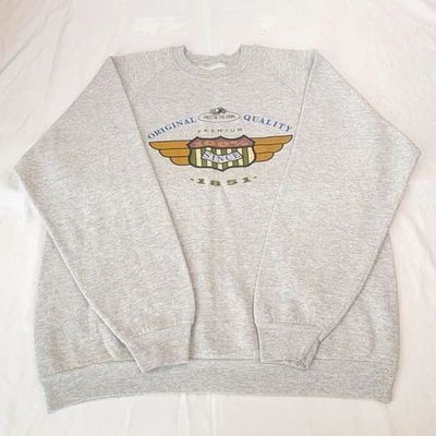 Sudadera Fruit of the Loom Para Hombre L Gris De Colección Años 90 Hecha en Irlanda Gráfico Polar - Imagen 1 de 4