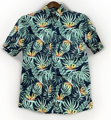 Hawaiian Mens Shirt  Sz S Livergy 100% Cotton Bird Of Paradise Palm Leaf Beach