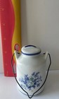 Vintage Miniature Ceramic Milk Can Toothpick Holder-Blue Floral Farmhouse Decor — photo 6