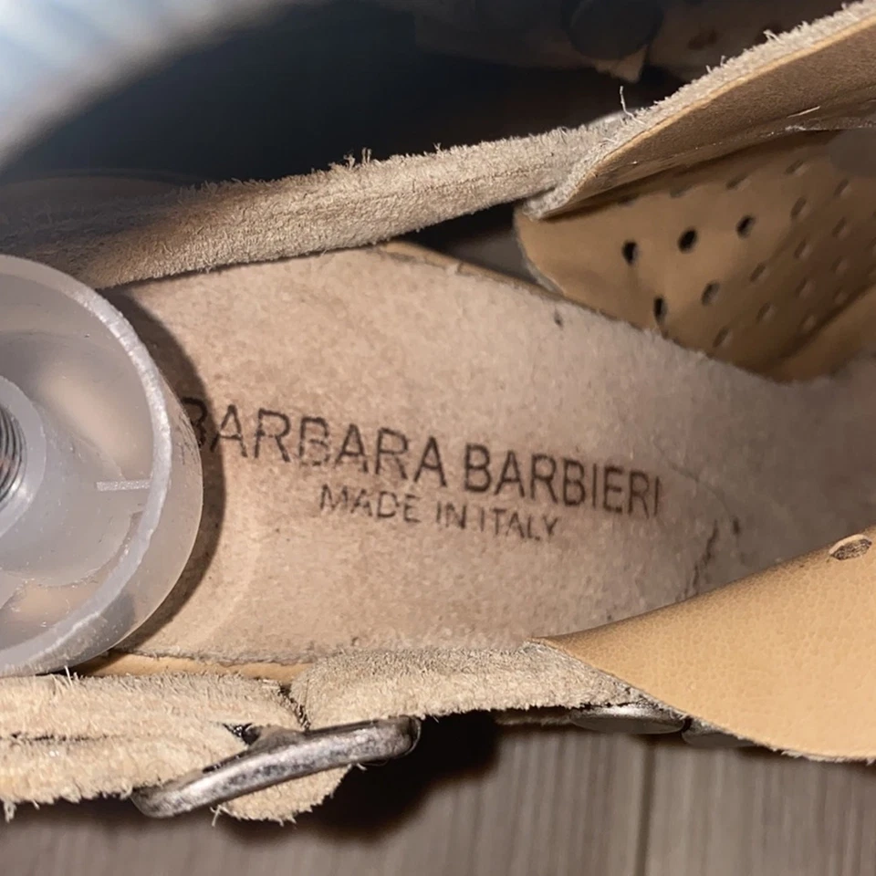 Barbara Barbieri marrón perforado bronceado punta abierta tacones talla 8,5 Foto 3 de 4