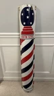Curved 1930’s Vintage Steel & Porcelain Barber Pole Sign