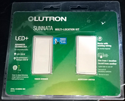 Lutron Sunnata LED+ Touch Dimmer Multi-Location Kit, White, STCL-153MRH-WH