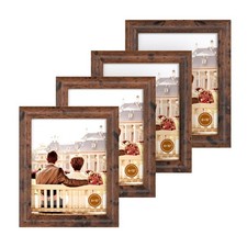 8x10 Picture Frame Set of 4, Wood Photo Frames with HD Glass - Tabletop Displ...