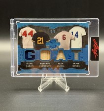 2025 Leaf Spectacular GOAT 4 Swatch Relic /5 Aaron, Clemente, Musial, Banks