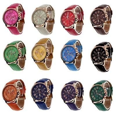 ROMAN'S GENEVA DAMEN LEDER UHR NEU QUARZ KOLLEKTION SOMMER 2023 iq