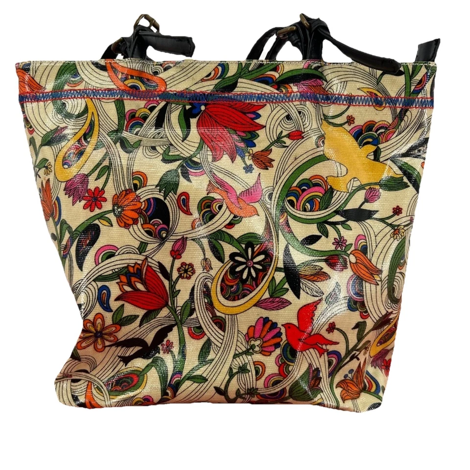 Bolso de Mano Floral Pájaros Mediano Colorido Diseño Abstracto Mujer Cartera Boho Foto 2 de 4