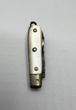 Ultra Mini Antique Pocket Knife Watch Fob MOP 0.8” Mother of Pearl