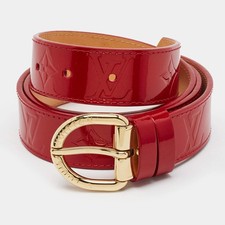 Louis Vuitton 90CM Buckle Belt Pomme Damour Monogram Vernis Leather