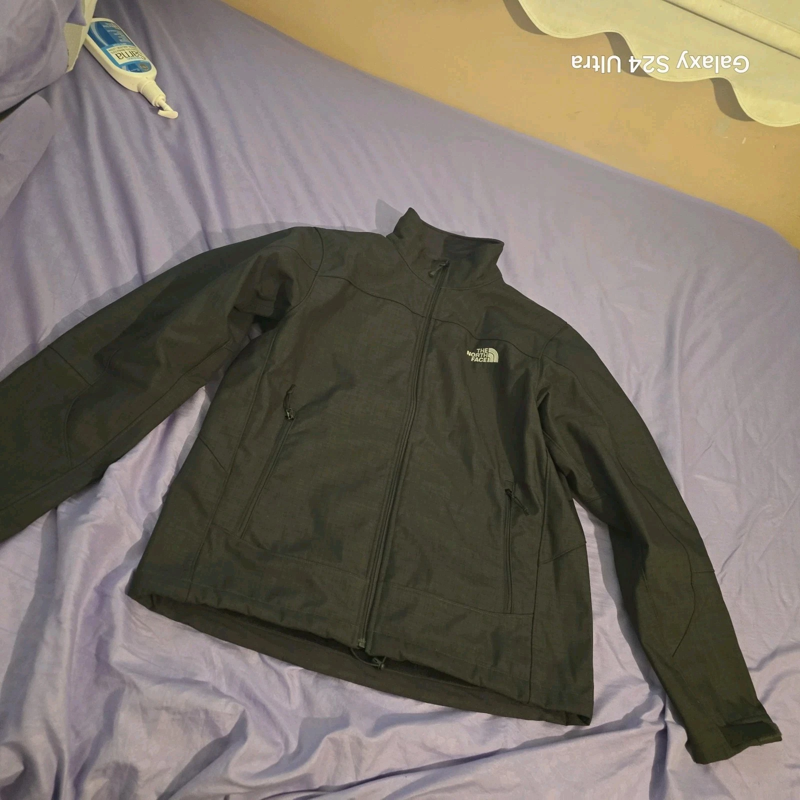 northface mens softshell Large Fleece Lined Water Resistant Dark Grey