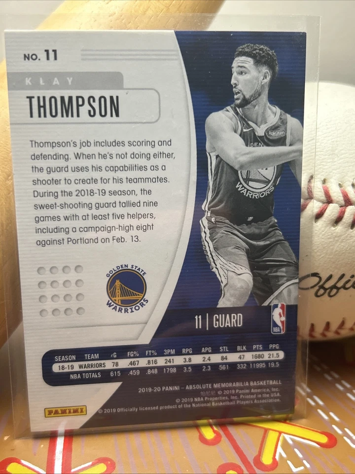 Klay Thompson 2019-20 Panini Absolute Memorabilia Basketball /199 #11 - Image 4 of 4