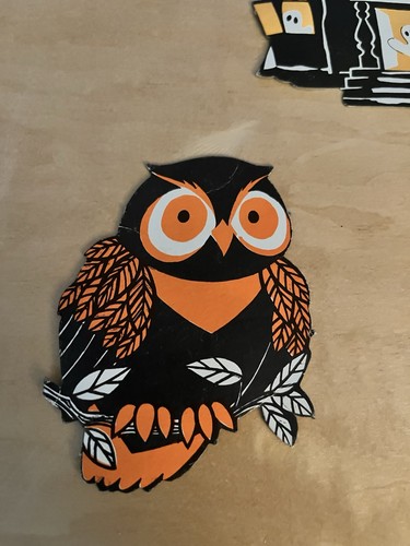 Lote Troquelado Halloween Años 70 De Colección - Tarjeta Estilo Búho y Murciélago Casa Embrujada - Imagen 2 de 14