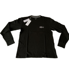 Lacoste Sleepwear Shirt Mens Size S Long Sleeve Black Stretch