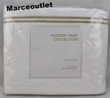 Hudson Park Italian Linens Percale FULL / QUEEN Duvet Cover White / Champagne