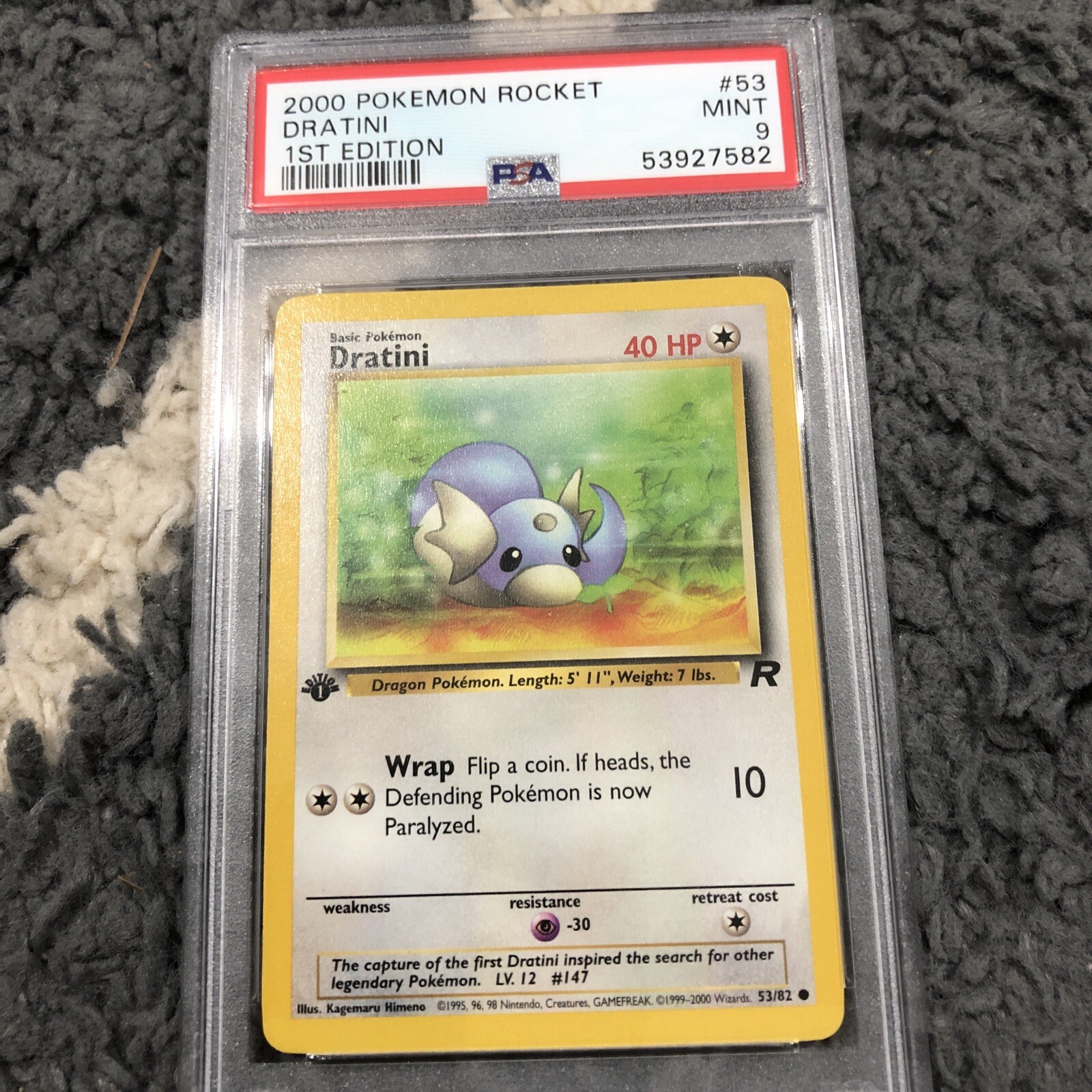 Pokemon PSA 9 MINT 1st edition Team Rocket DRATINI 53/82
