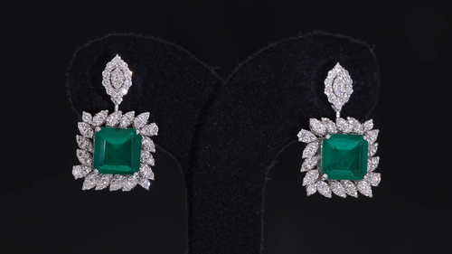 4.17 TCW Lab Grown CVD Diamond Synthetic Gemstone Dangle Earrings 14k White Gold - Video 1 of 1