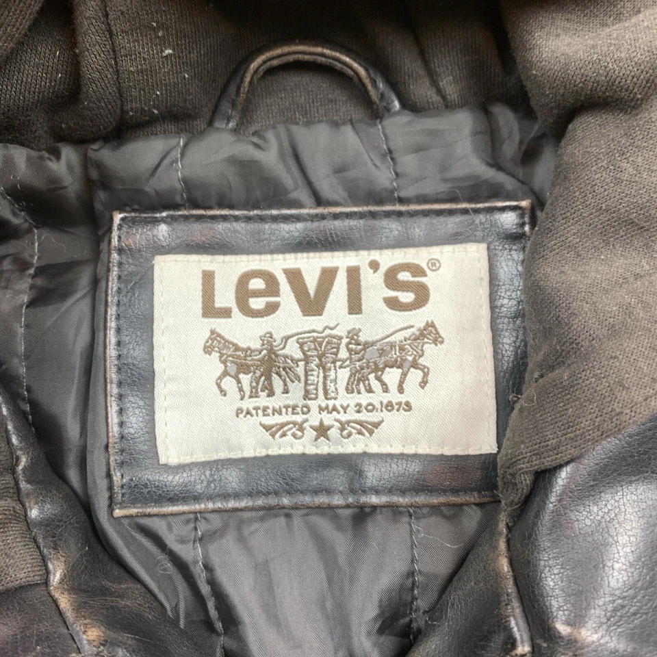 Levi's Vintage Cuero Cazadora Vaquera Talla S NEGRO Motorista Moto Ocio Hombre - Imagen 2 de 4