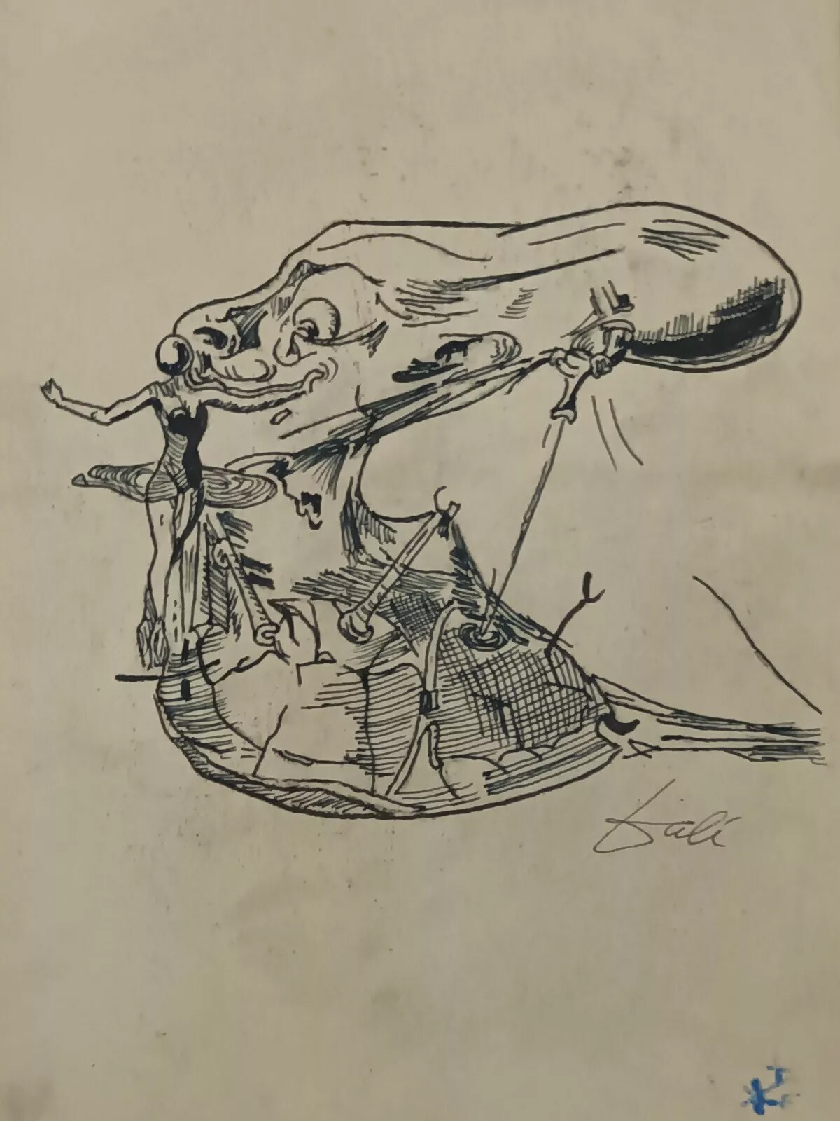 Salvador Dalí COA Art Drawing Painting Vintage Handmade Signed Original Paper