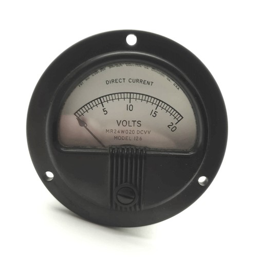 Simpson MR24W020 DCVV Model 126 DC Panel Meter, 0-20VDC, Ø2 3/16" Mounting - Picture 2 of 4