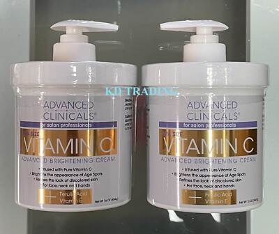 2-Pk ADVANCED CLINICALS Spa Size VITAMIN C Acne Dark Age Spots BRIGHTENING CREAM