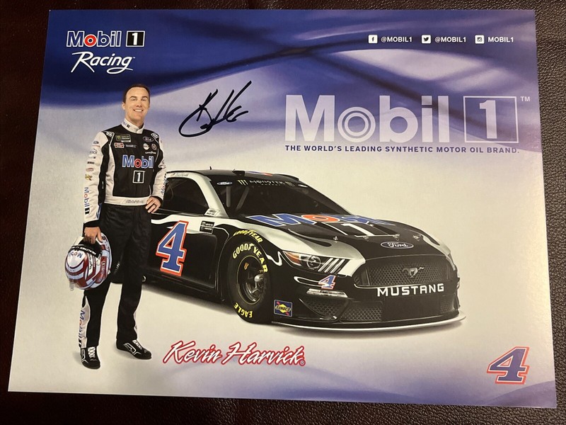 2019 KEVIN HARVICK #4 SIGNED MOBIL 1 MONSTER ENERGY CUP SERIES POSTCARD!