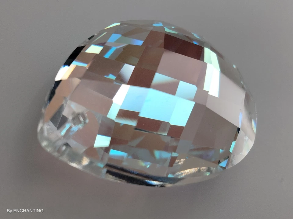 1 件-SWAROVSKI® 水晶 #8741 透明蓝色 AB 38 毫米吊坠珠✨非常复古/罕见 — 第 4/4 张图片