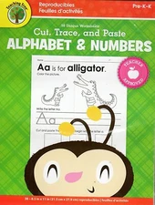 Cut, Trace, and Paste - Alphabet & Numbers - Reproducible Educational Workbook 
