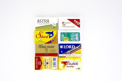 8 (50blades) Sampler Double edge razor blades-Permasharp,Dorco,derby,Lord,7ocloc
