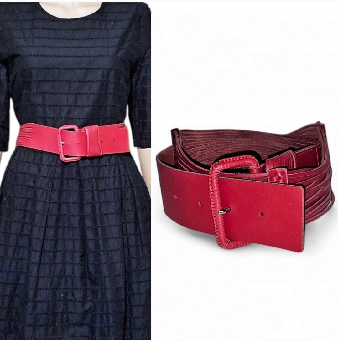 NWOT Newport News Genuine Leather Wide Waist Belt - Medium  display picture 1