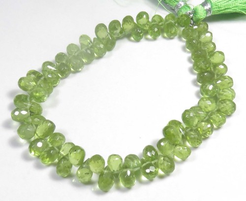 Natürliche Peridot Träne facettierte Edelsteine Briolette Perlen 8" Strang 7-8,5 mm LC-1218 - Bild 5 von 12