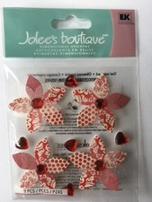 Jolees Boutique Red Patterned Flowers heart gems Scrapbooking stickers card make