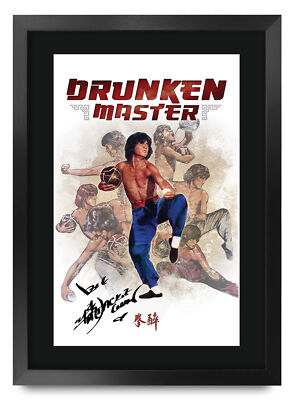 Drunken Master Movie Poster Cast signed gedruckt Autogramm A3 gerahmt Memorabilia