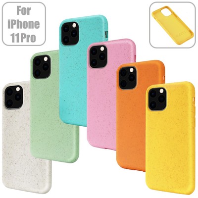 For iPhone 11 Pro Case Silicone & Wheat Bran Protective Cover w/ Soft Interior