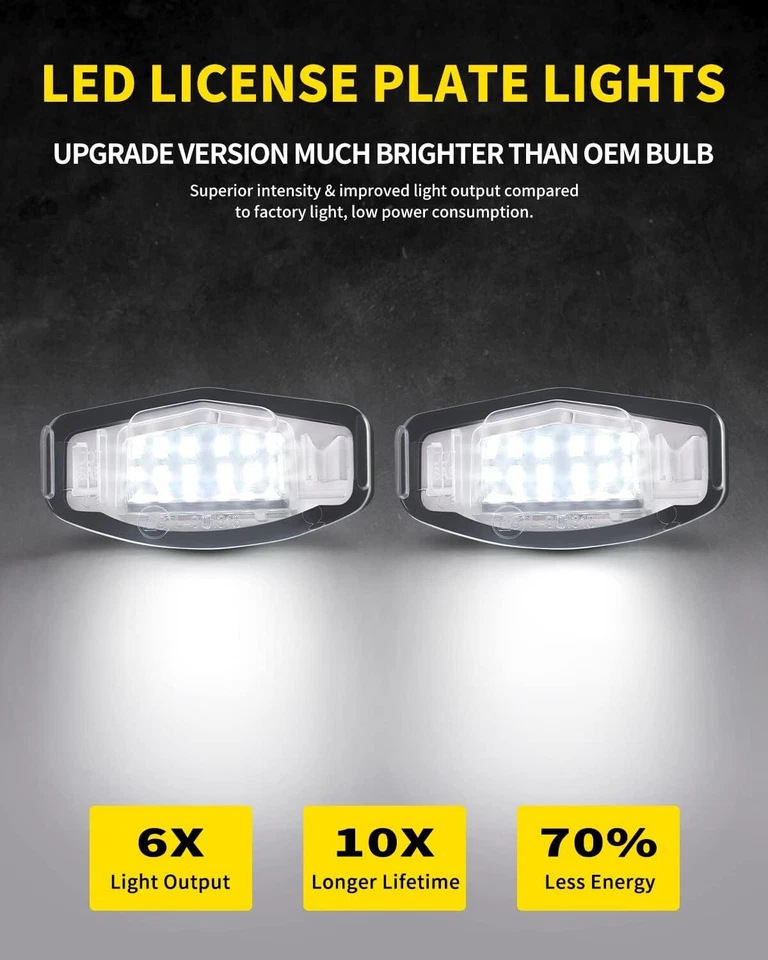 2Pcs LED License Plate Light Tag Lamp White For Honda Accord Civic Sedan Foto 2 de 4