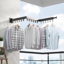 Perchero de secado de ropa montado en la pared plegable, retráctil triple plegable